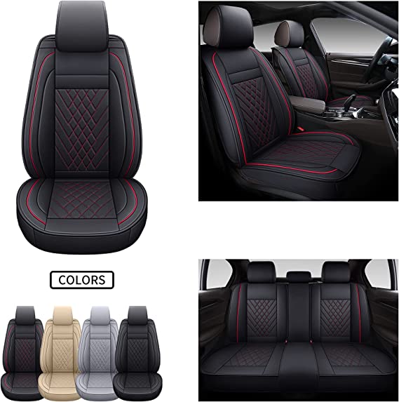Leather Car Seat Covers, PU Leather Premium & Universal Fit for car Interior Automotive Vehicle Cushion Cover for Most Cars SUVs Trucks
