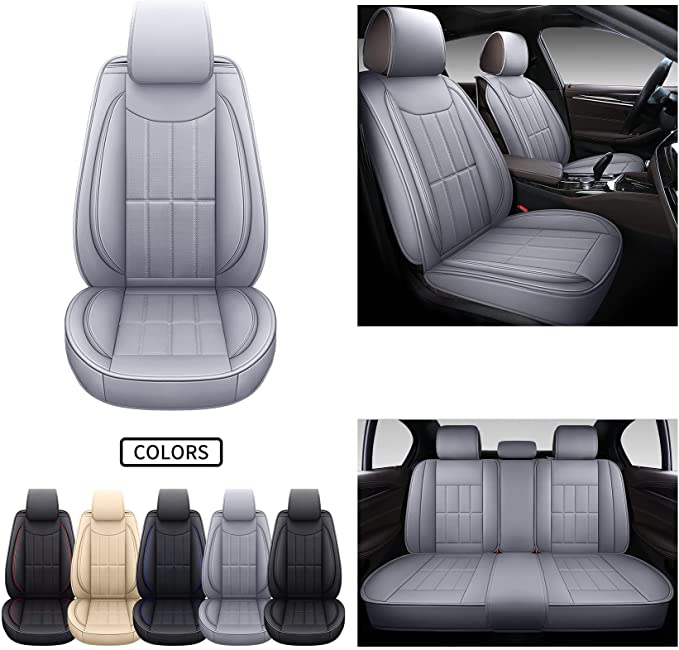 Leather Car Seat Covers, PU Leather Premium & Universal Fit for Auto Interior Automotive Vehicle Cushion Cover for Most Cars SUVs Trucks