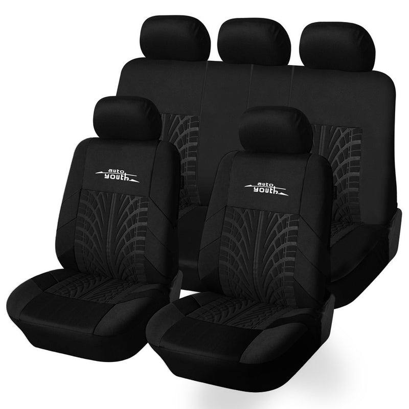 Car Seat Protector Embroidery Car Seat Covers Set Universal Fit Most Cars Covers with Tire Track Detail Styling